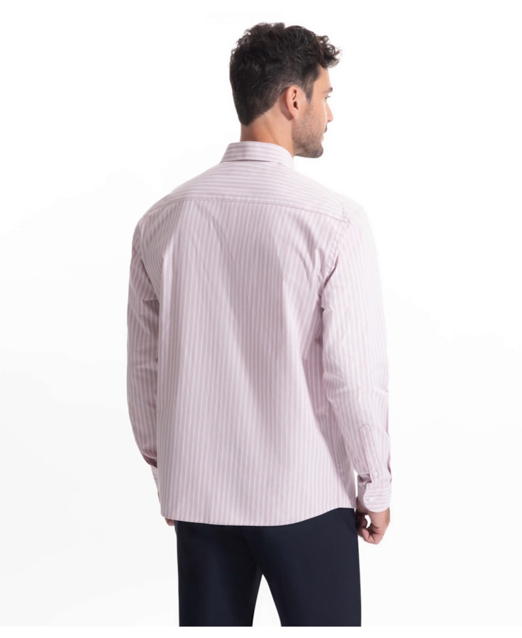 Camisa Cotton Stripes Slim Rosa Velho