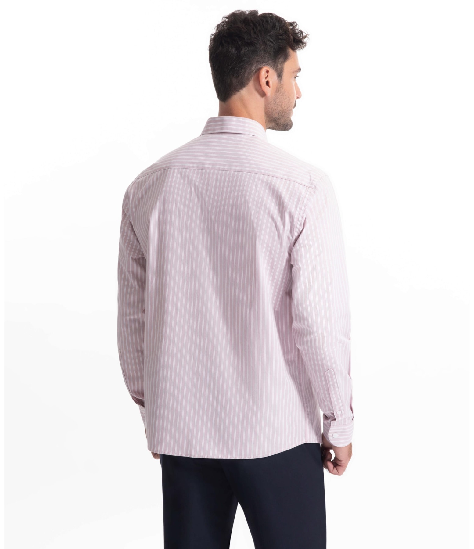 Camisa Cotton Stripes Slim Rosa Velho