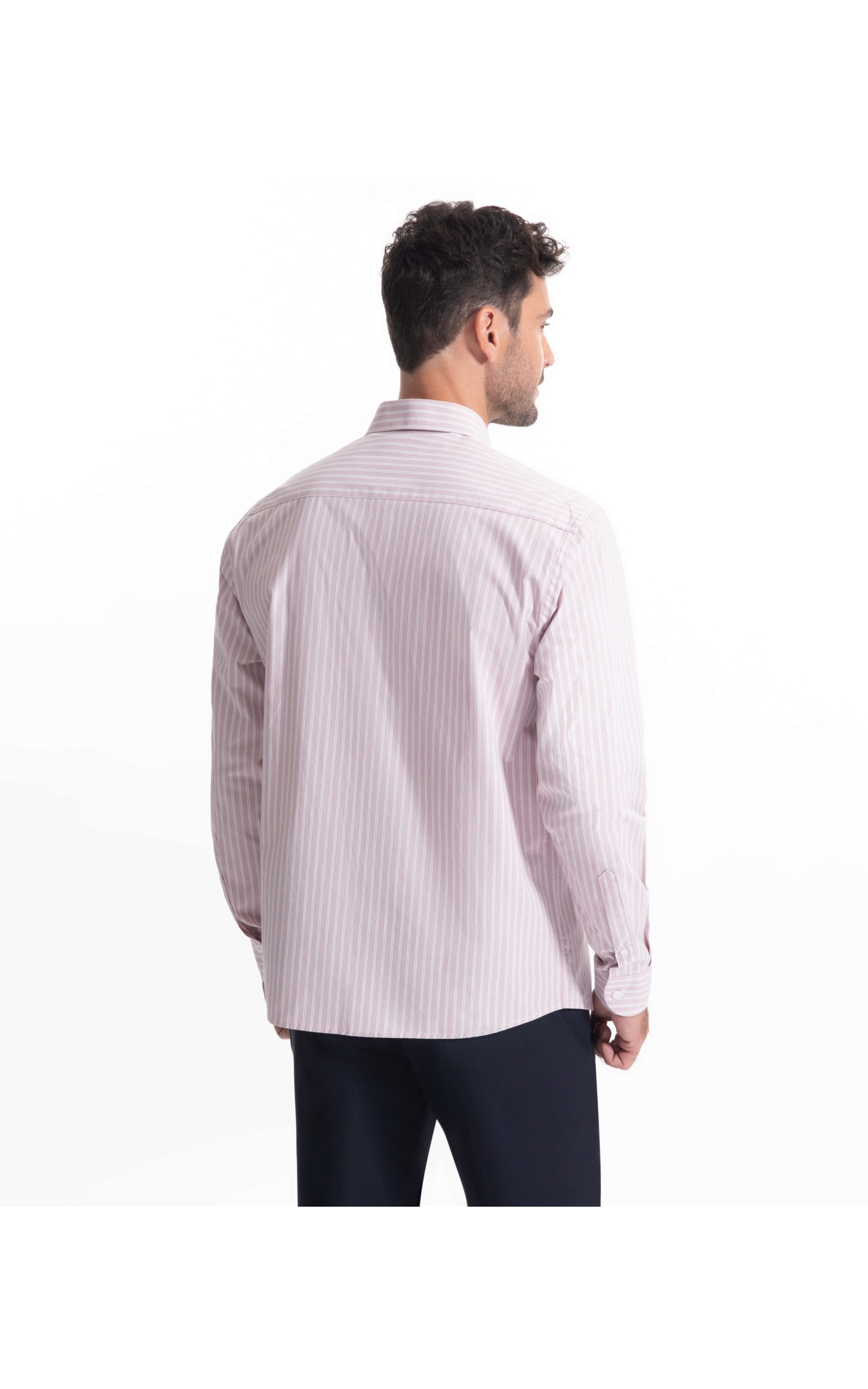 Camisa Cotton Stripes Slim Rosa Velho