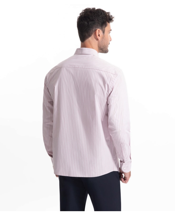 Camisa Cotton Stripes Slim Rosa Velho