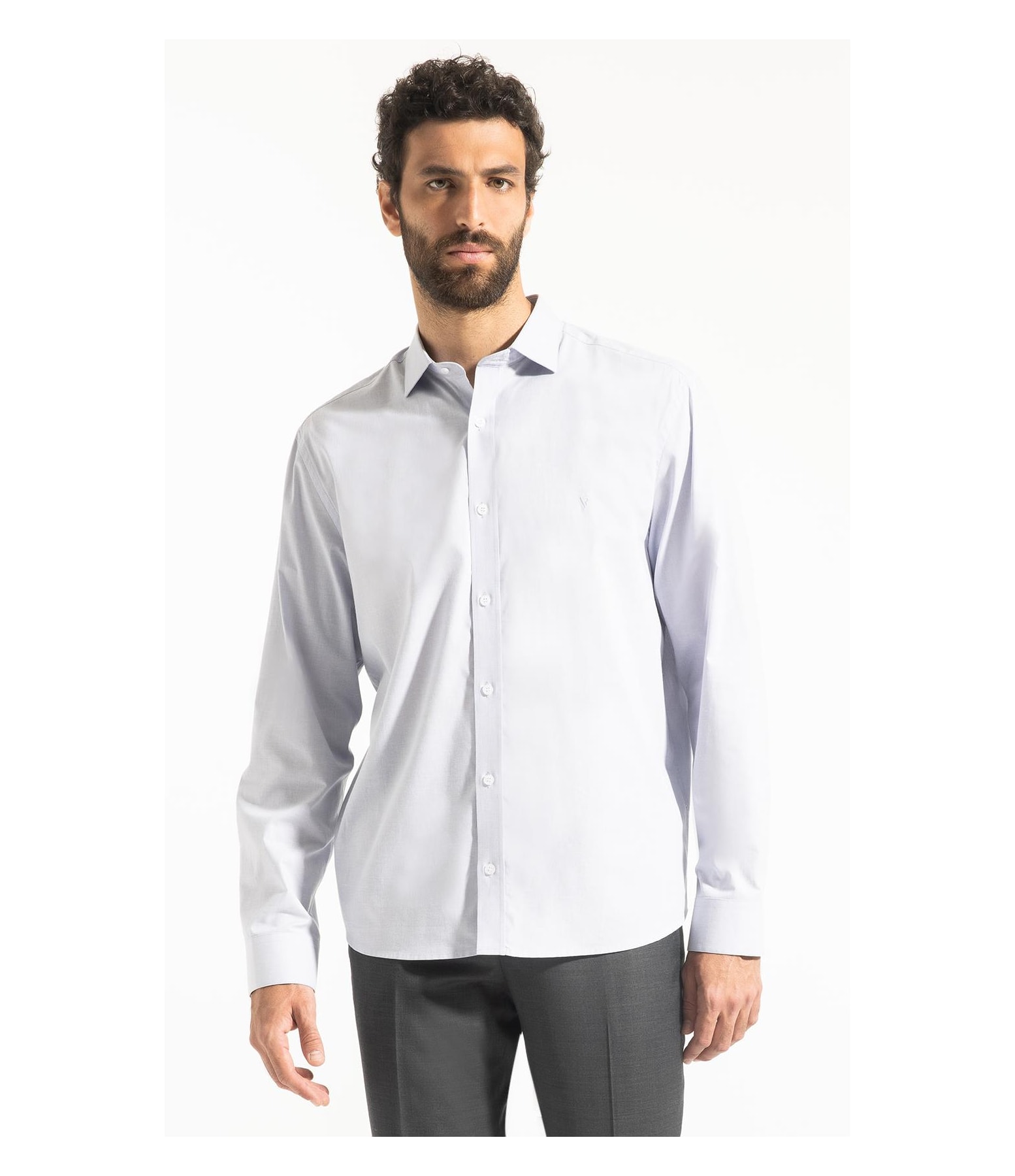 Camisa Fil a Fil Garda Classic Cinza Medio