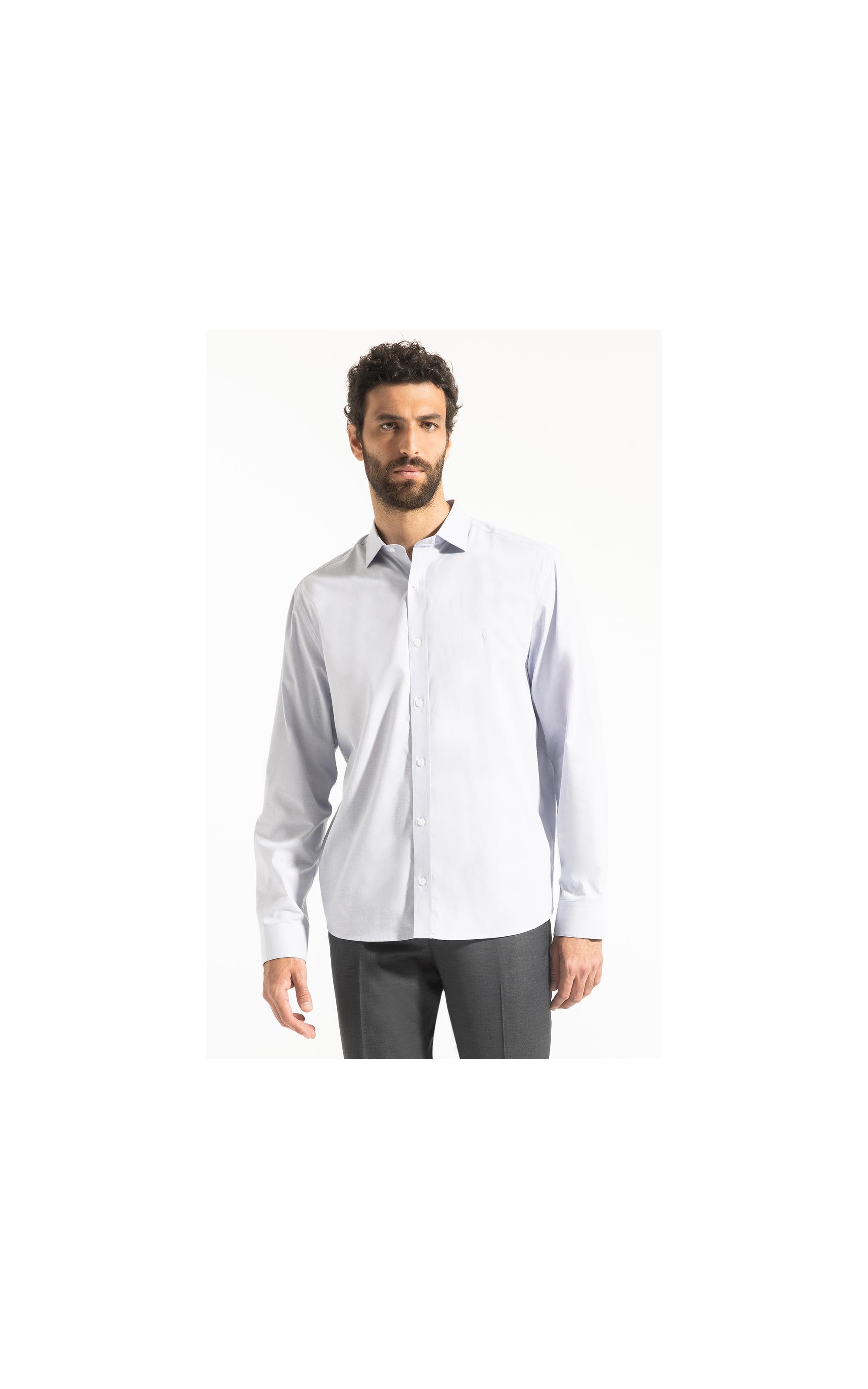 Camisa Fil a Fil Garda Classic Cinza Medio