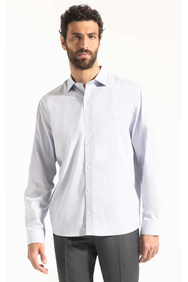 Camisa Fil a Fil Garda Classic Cinza Medio
