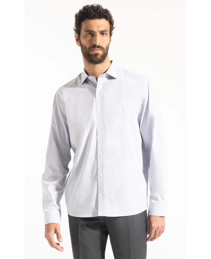 Camisa Fil a Fil Garda Classic Cinza Medio