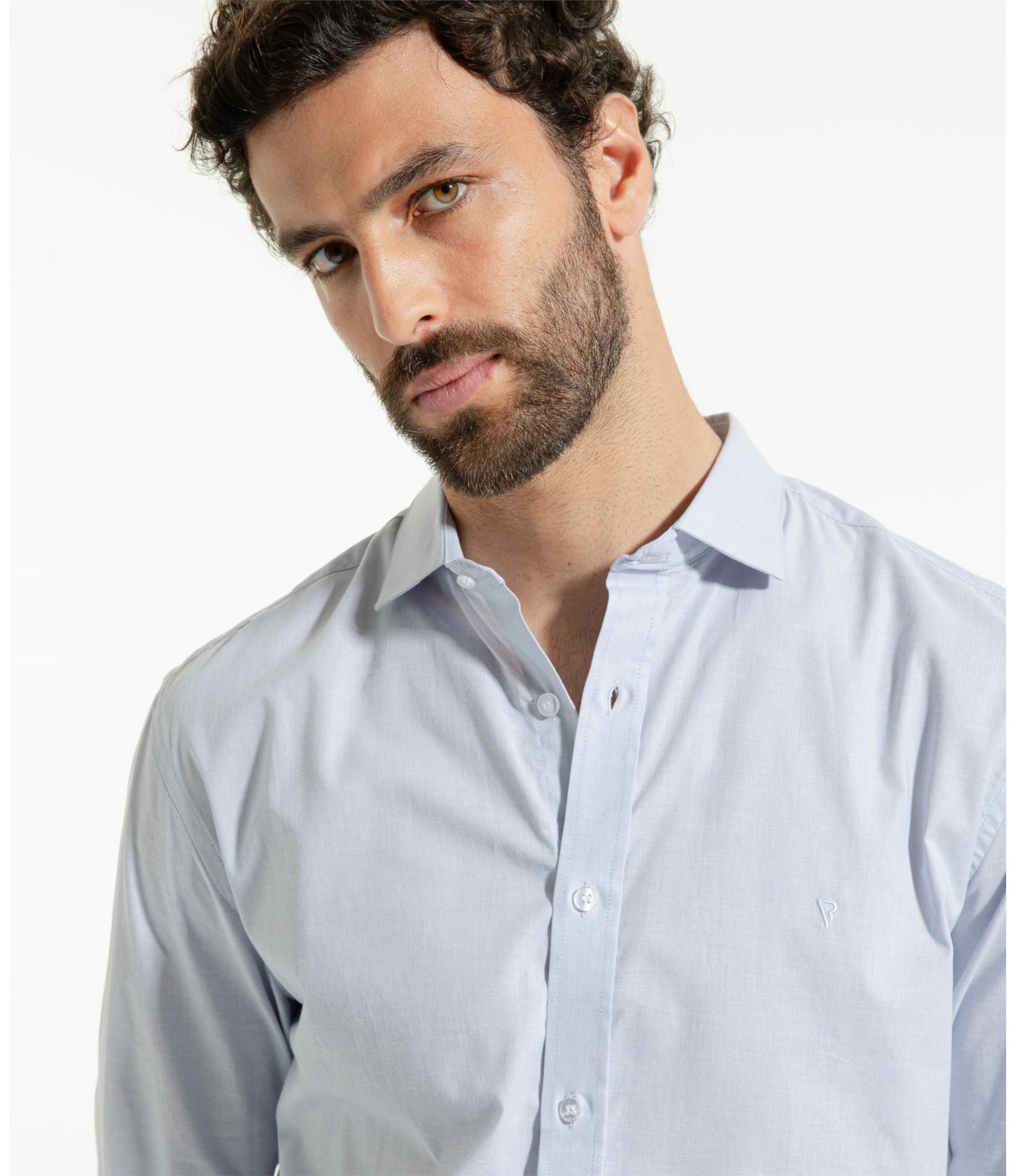 Camisa Fil a Fil Garda Classic Cinza Medio