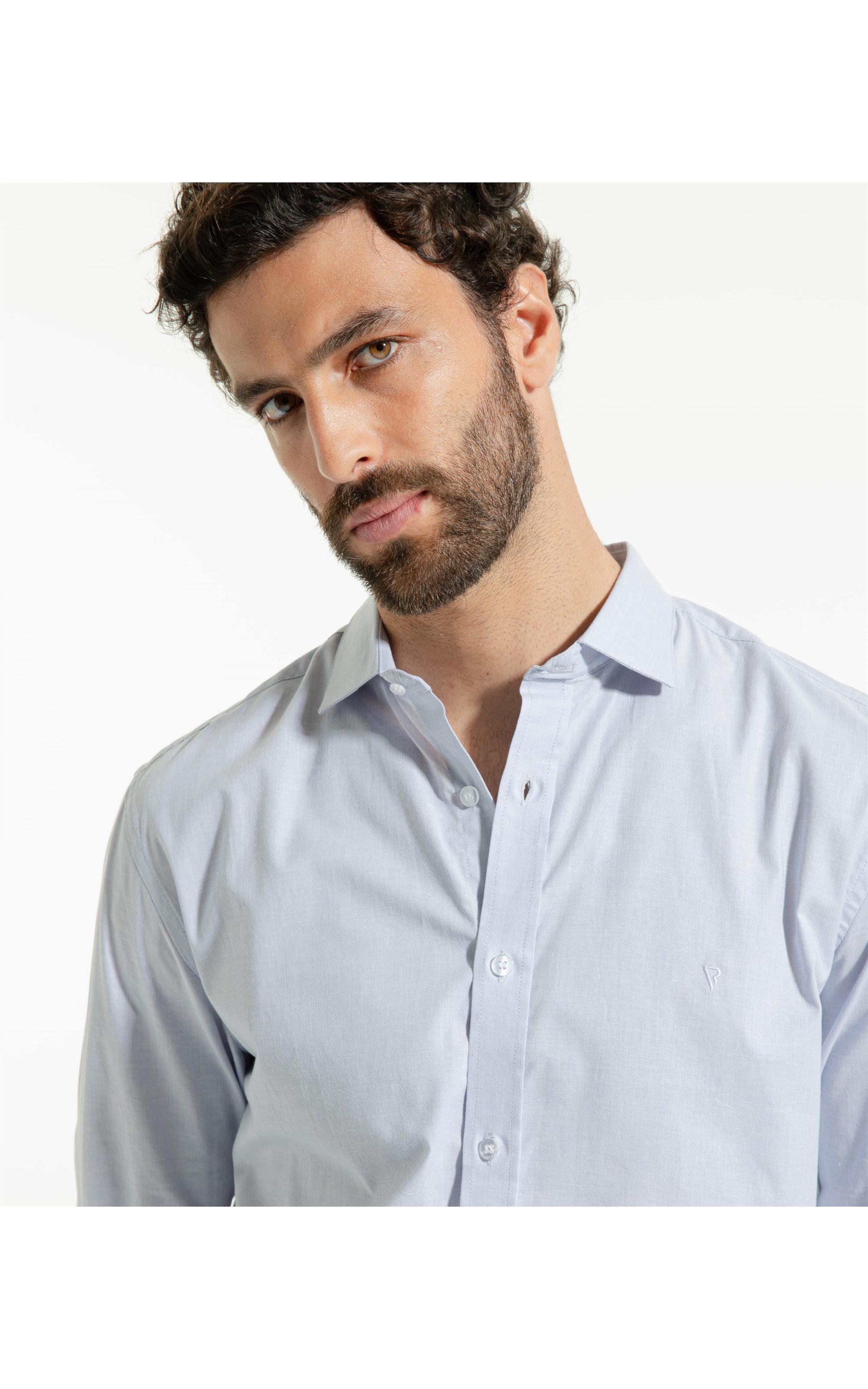 Camisa Fil a Fil Garda Classic Cinza Medio