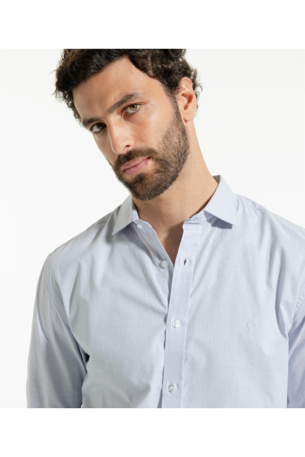 Camisa Fil a Fil Garda Classic Cinza Medio