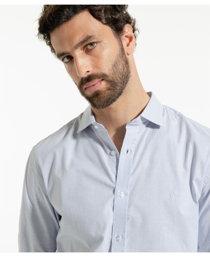Camisa Fil a Fil Garda Classic Cinza Medio