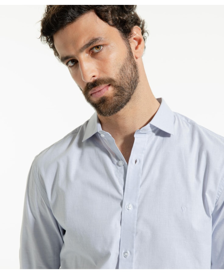 Camisa Fil a Fil Garda Classic Cinza Medio