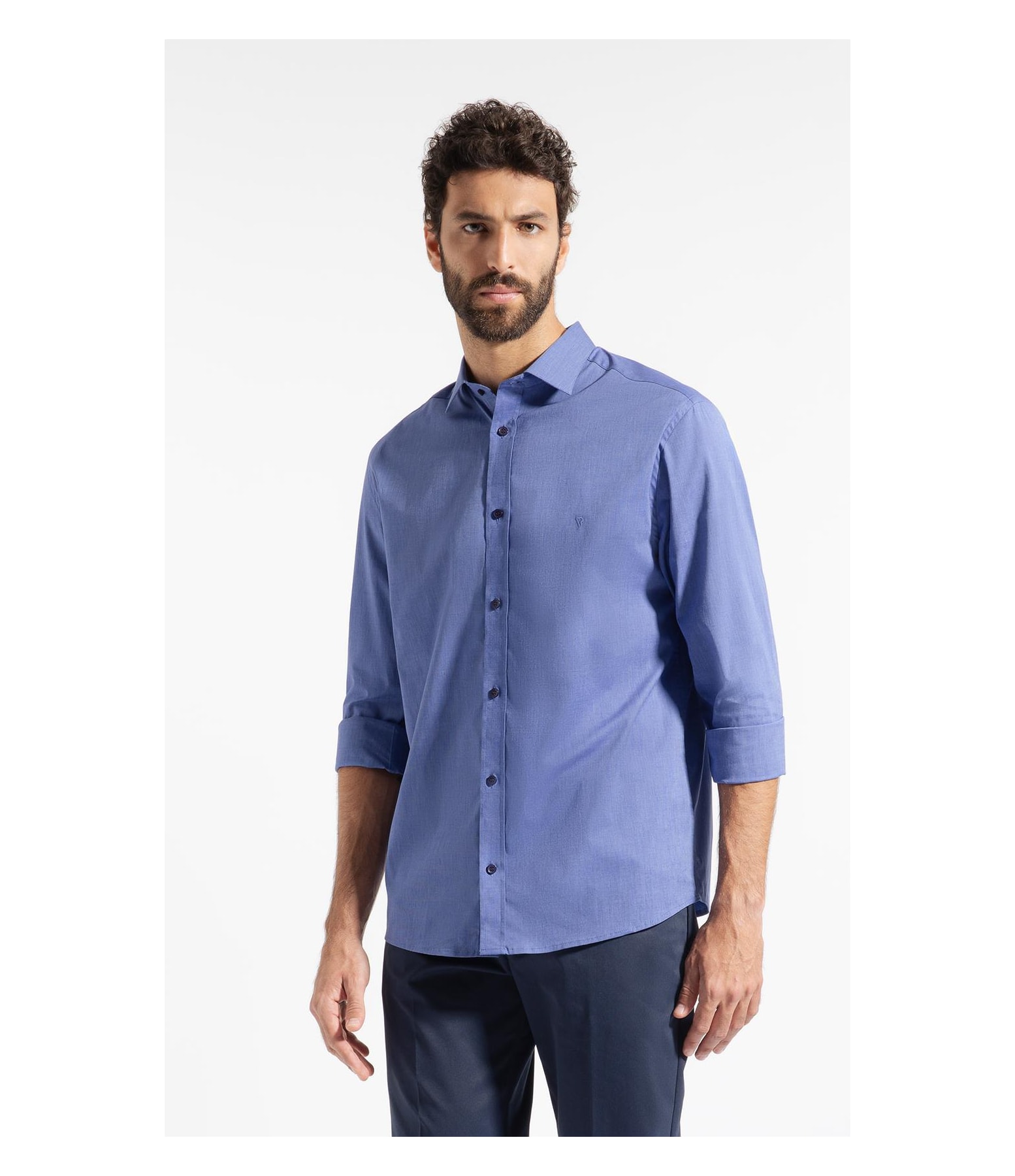 Camisa Fil a Fil Slim New Italian Azul Bic