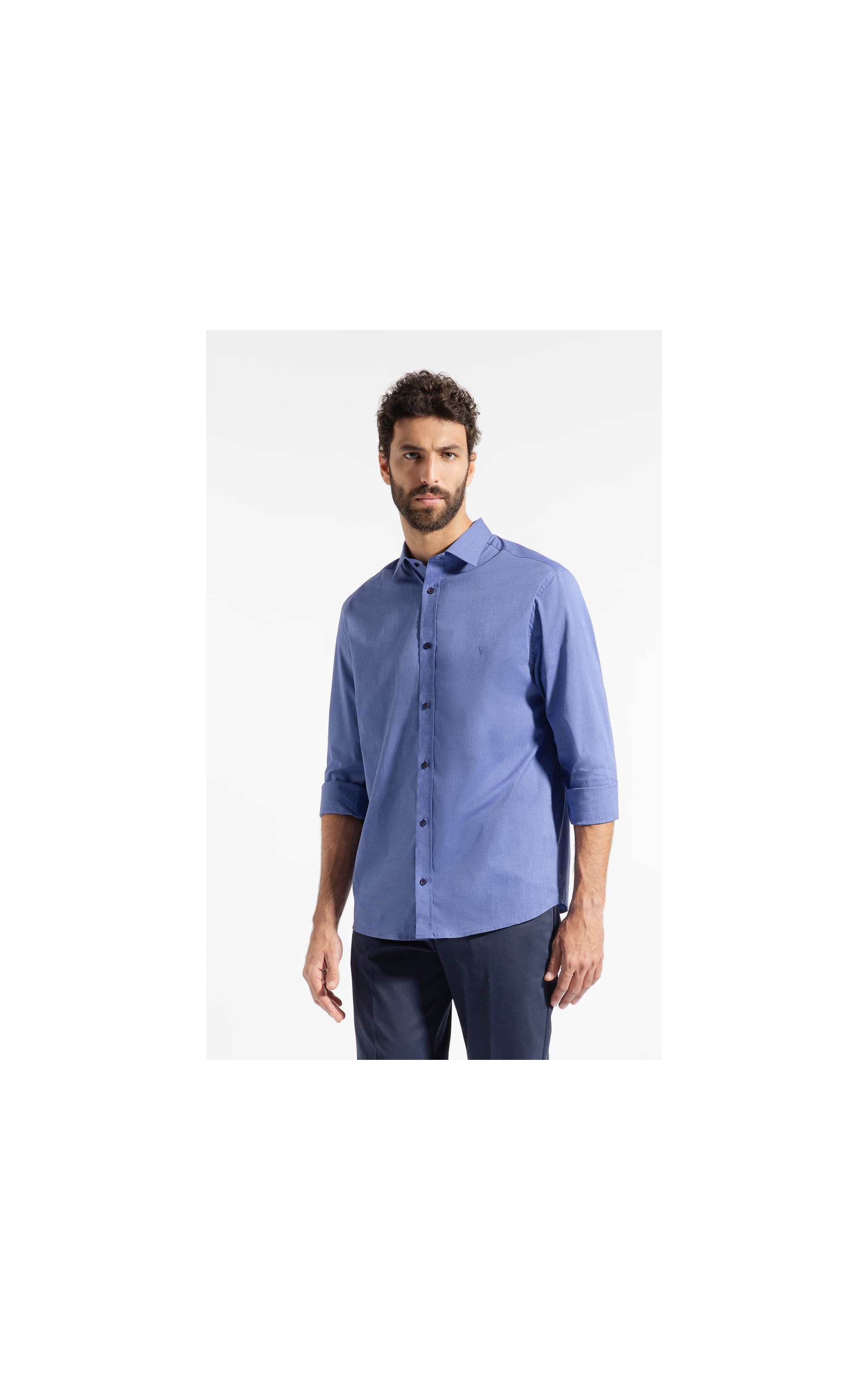 Camisa Fil a Fil Slim New Italian Azul Bic