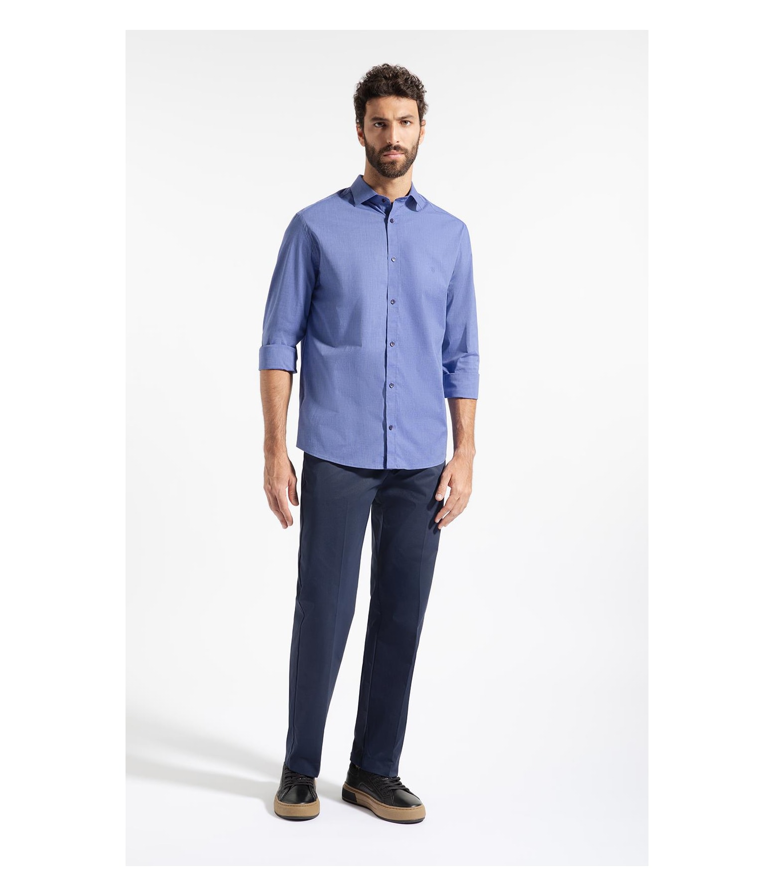 Camisa Fil a Fil Slim New Italian Azul Bic