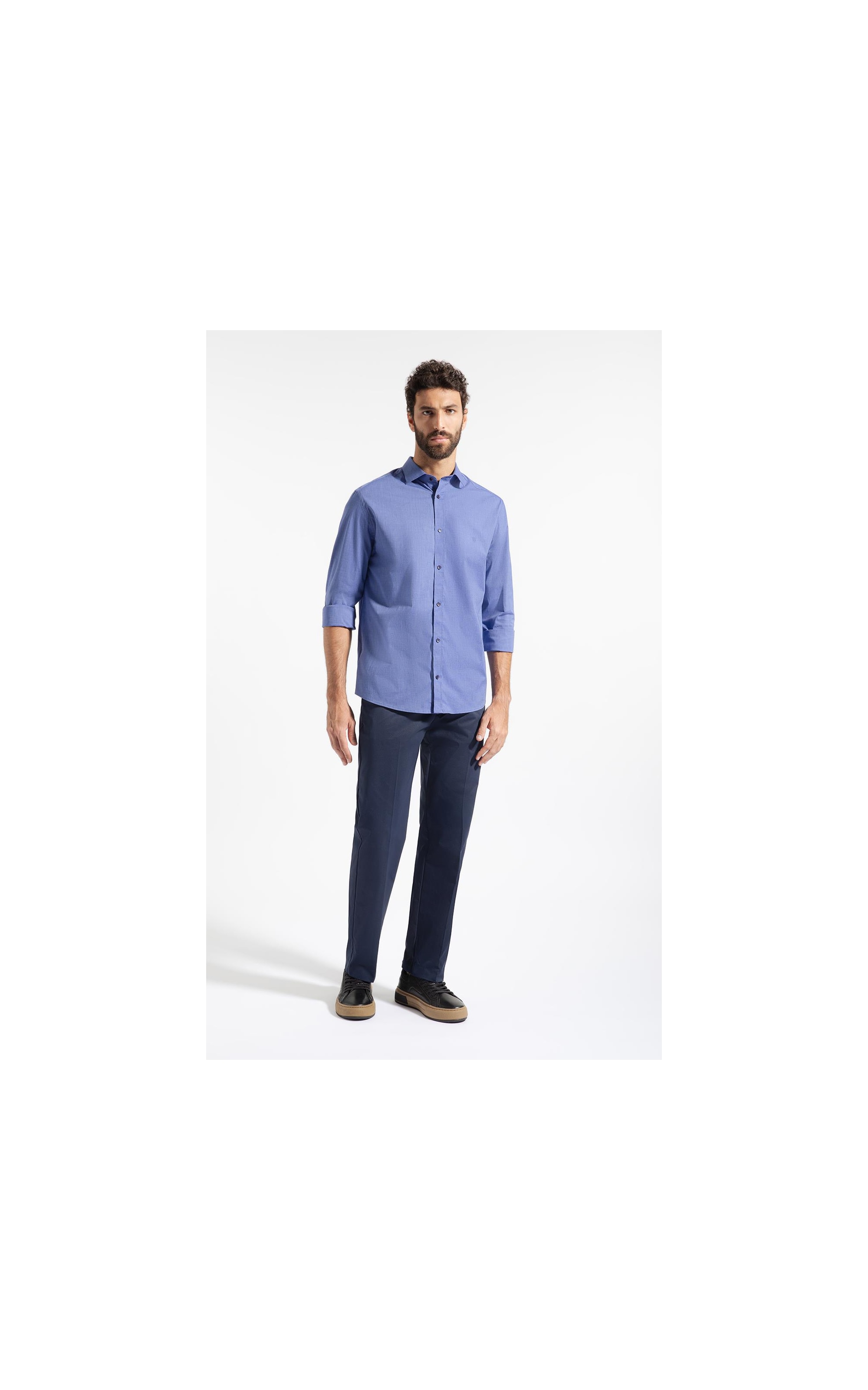 Camisa Fil a Fil Slim New Italian Azul Bic