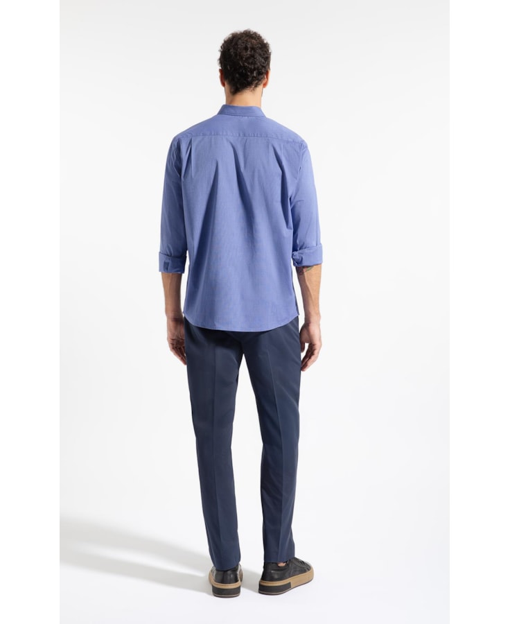 Camisa Fil a Fil Slim New Italian Azul Bic