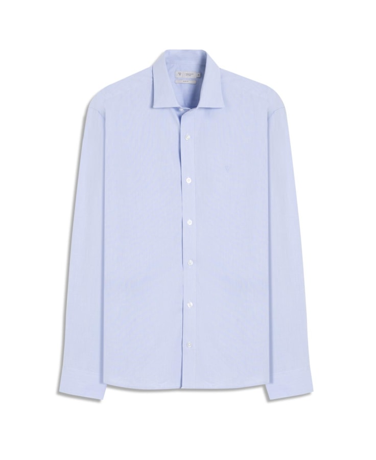 Camisa Fil a Fil Slim New Italian Azul Claro