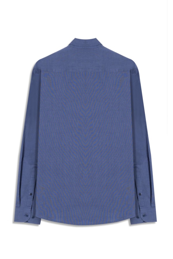 Camisa Fil a Fil Slim Shangai Azul Jeans