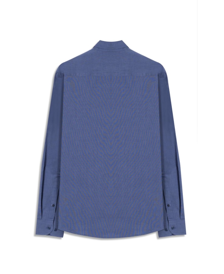 Camisa Fil a Fil Slim Shangai Azul Jeans