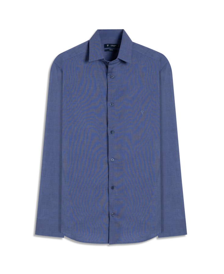 Camisa Fil a Fil Slim Shangai Azul Jeans