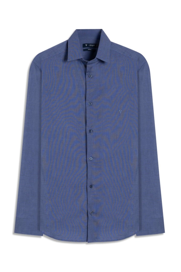 Camisa Fil a Fil Slim Shangai Azul Jeans