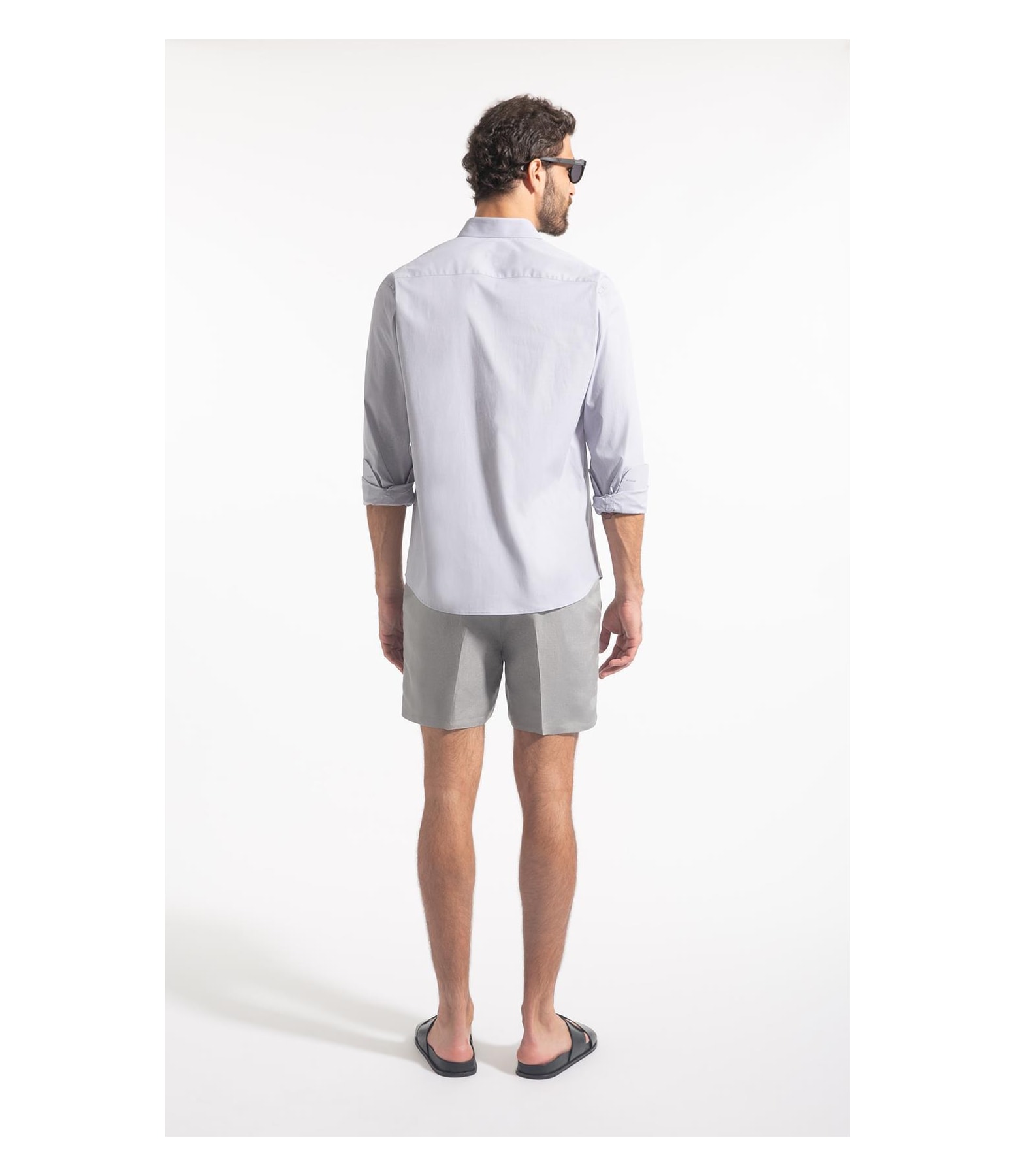 Camisa Fil a Fil Slim Shangai Cinza Claro