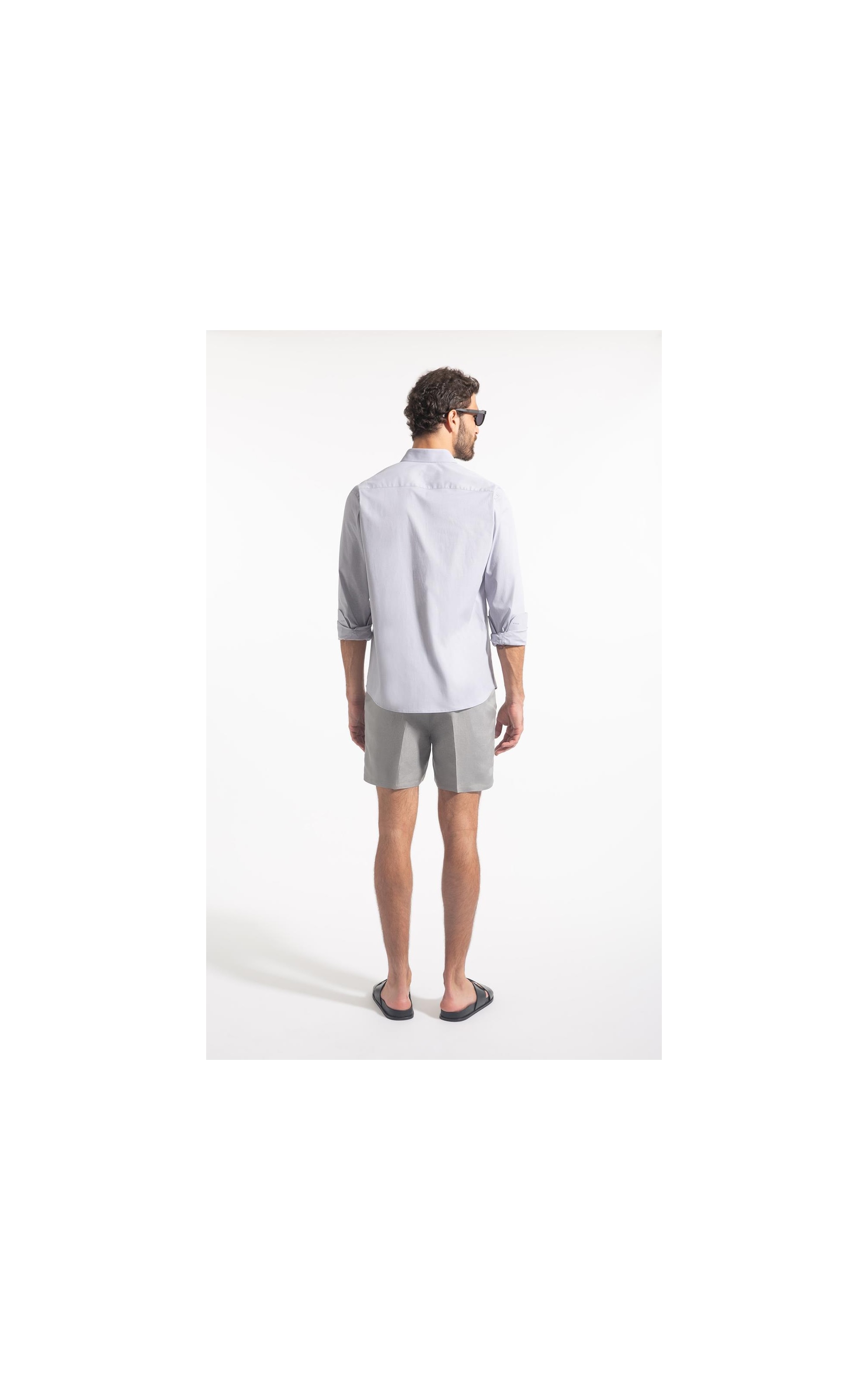 Camisa Fil a Fil Slim Shangai Cinza Claro