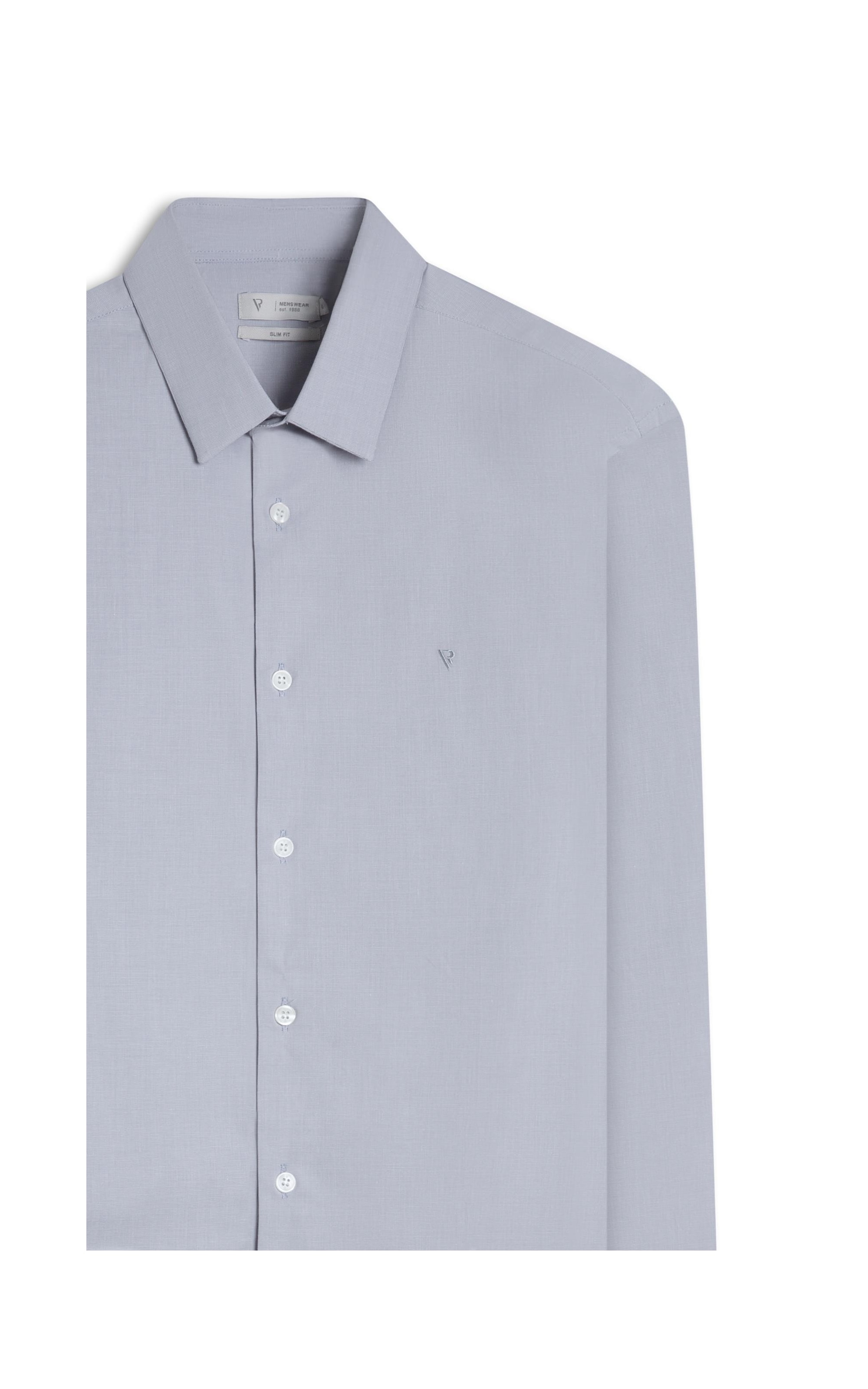 Camisa Fil a Fil Slim Shangai Cinza Claro