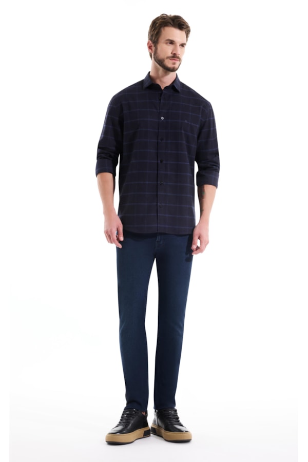 Camisa Flanela Quadriculada Taos Dark Navy