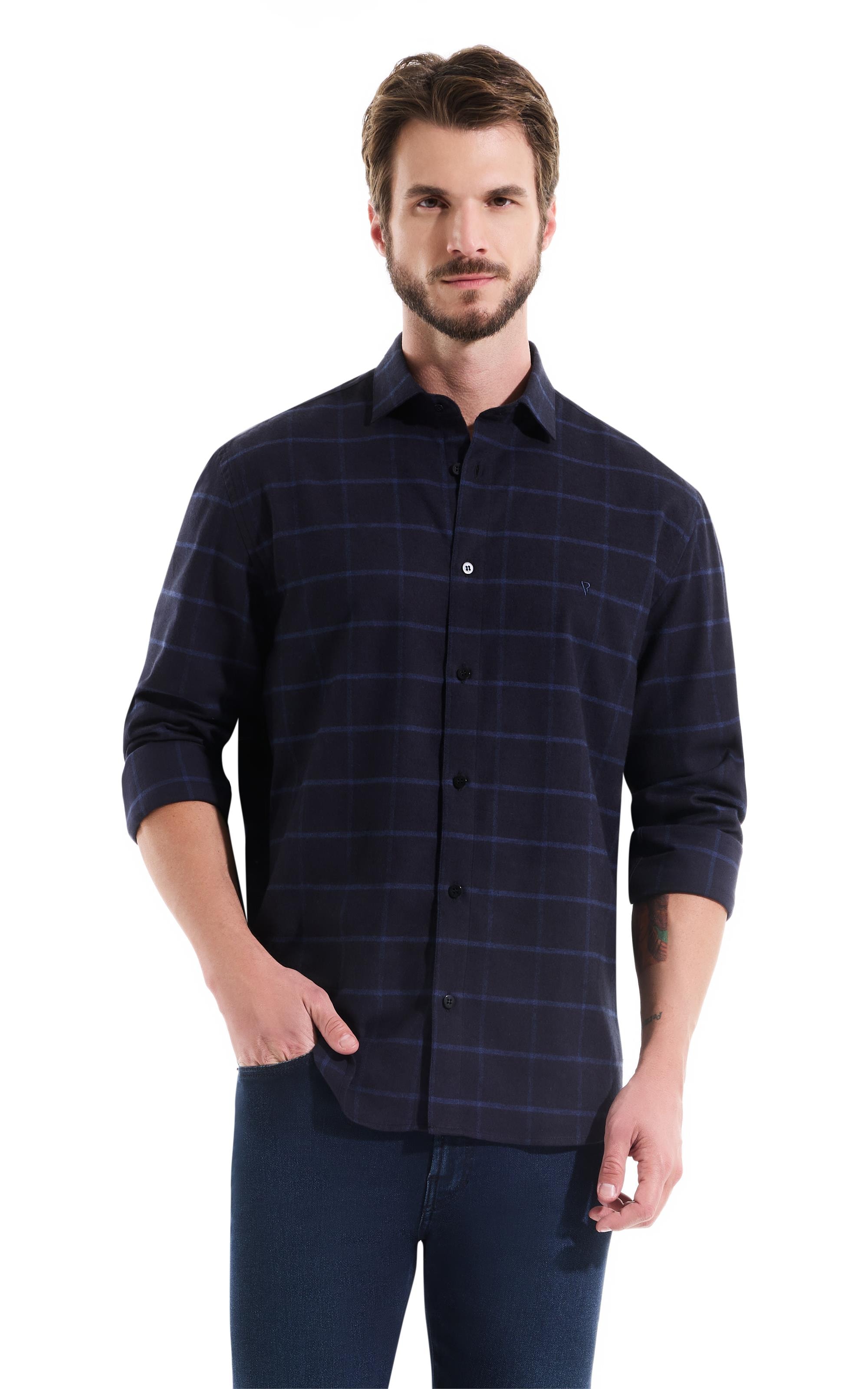 Camisa Flanela Quadriculada Taos Dark Navy