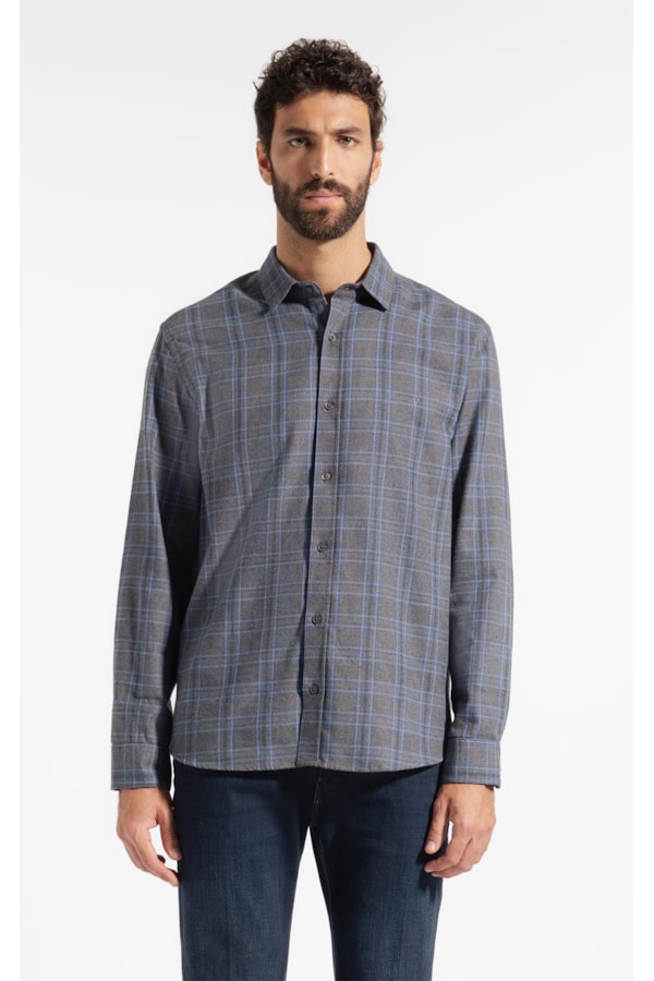 Camisa Flanela Wool Touch Nagano Cls Shan Cinza Medio