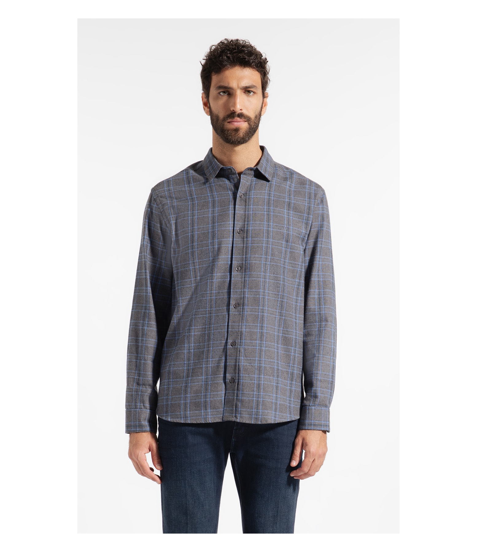 Camisa Flanela Wool Touch Nagano Cls Shan Cinza Medio