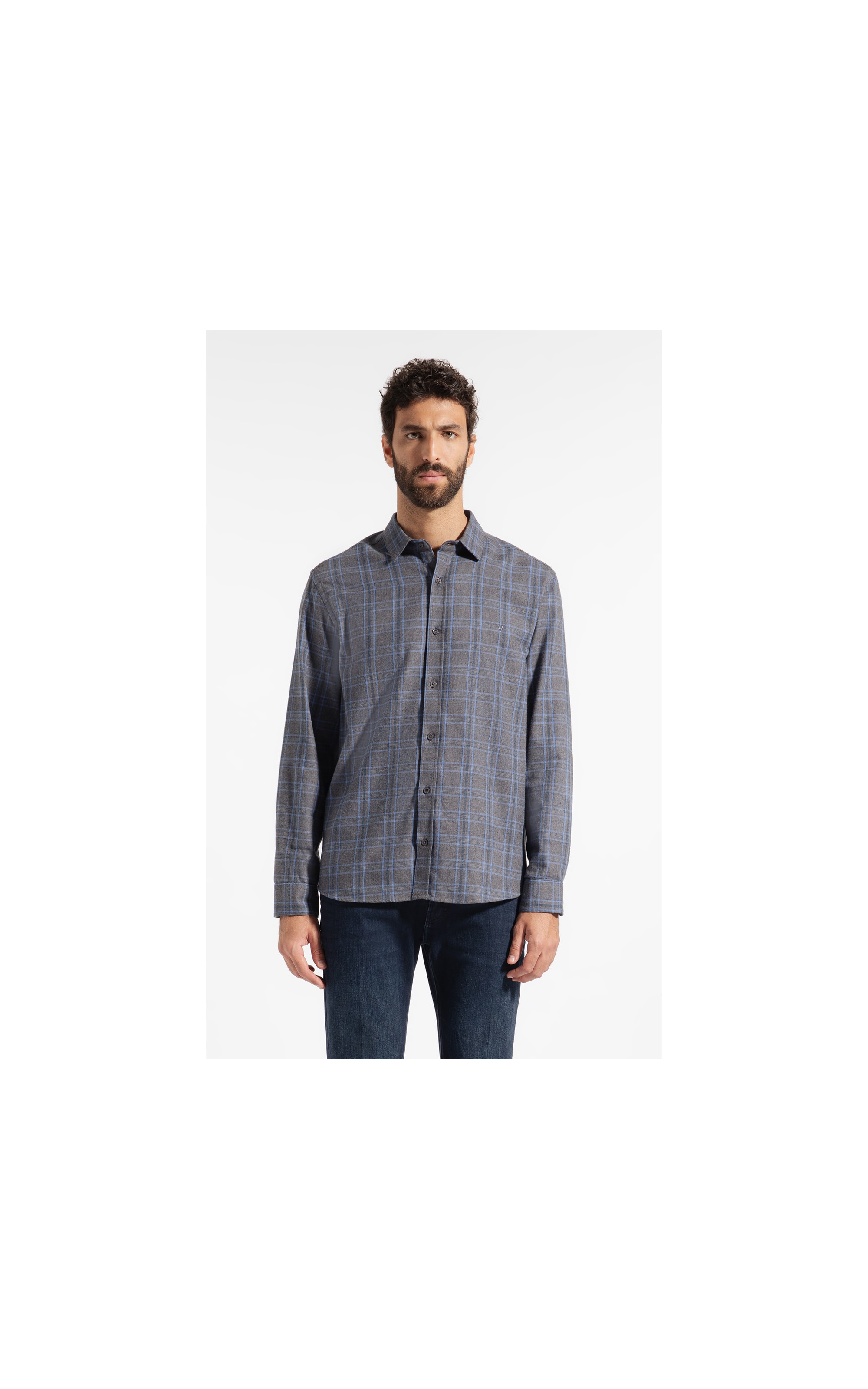 Camisa Flanela Wool Touch Nagano Cls Shan Cinza Medio