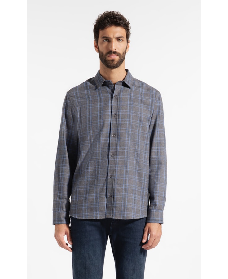 Camisa Flanela Wool Touch Nagano Cls Shan Cinza Medio