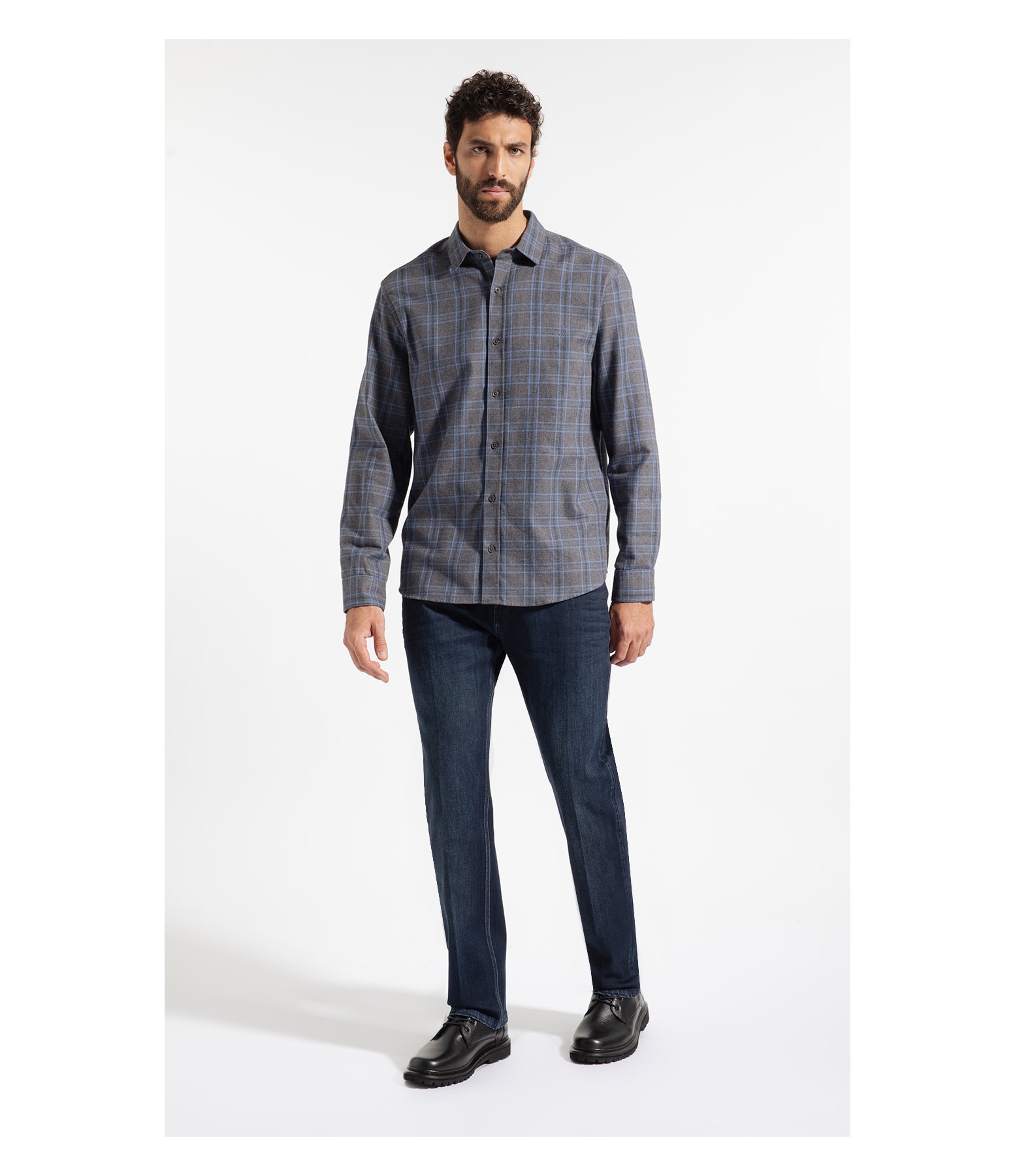 Camisa Flanela Wool Touch Nagano Cls Shan Cinza Medio