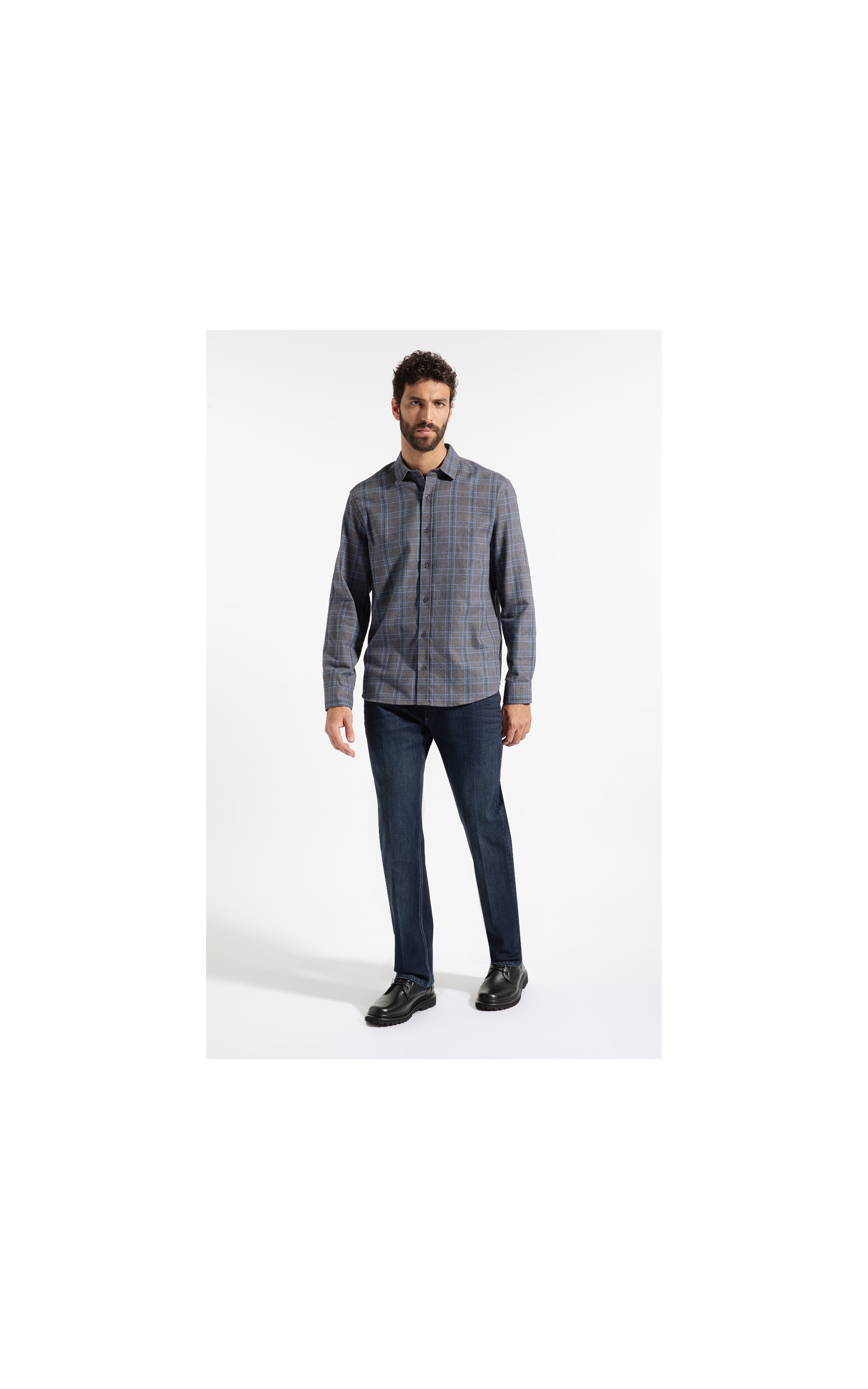 Camisa Flanela Wool Touch Nagano Cls Shan Cinza Medio