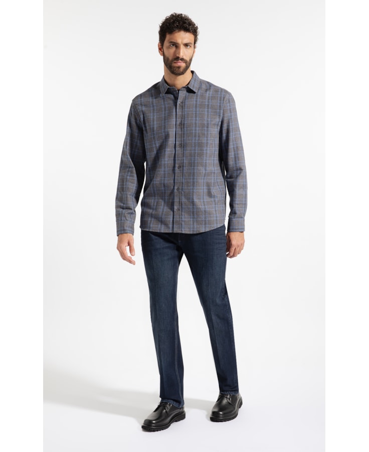 Camisa Flanela Wool Touch Nagano Cls Shan Cinza Medio