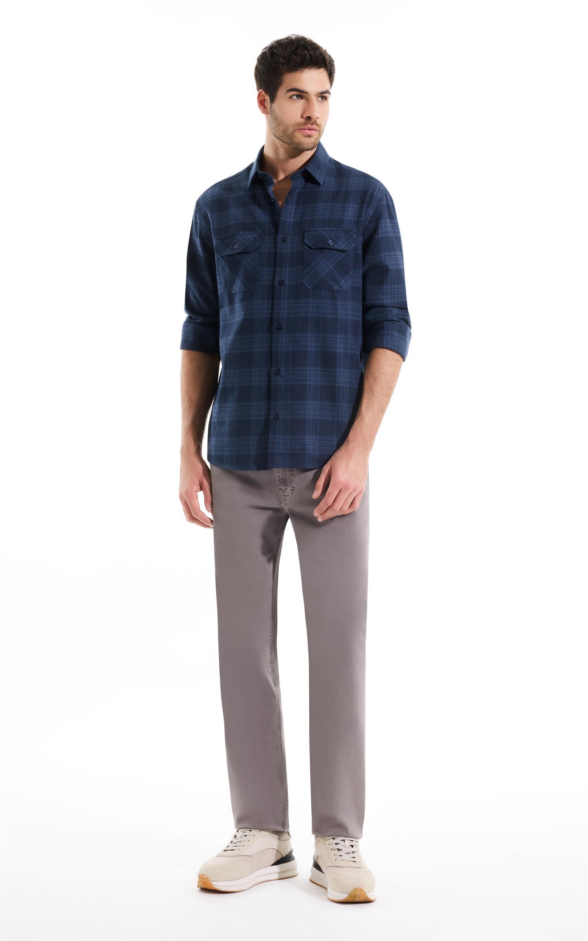 Camisa Flanela Wool Touch Waterford Pl Shangai Azul Jeans