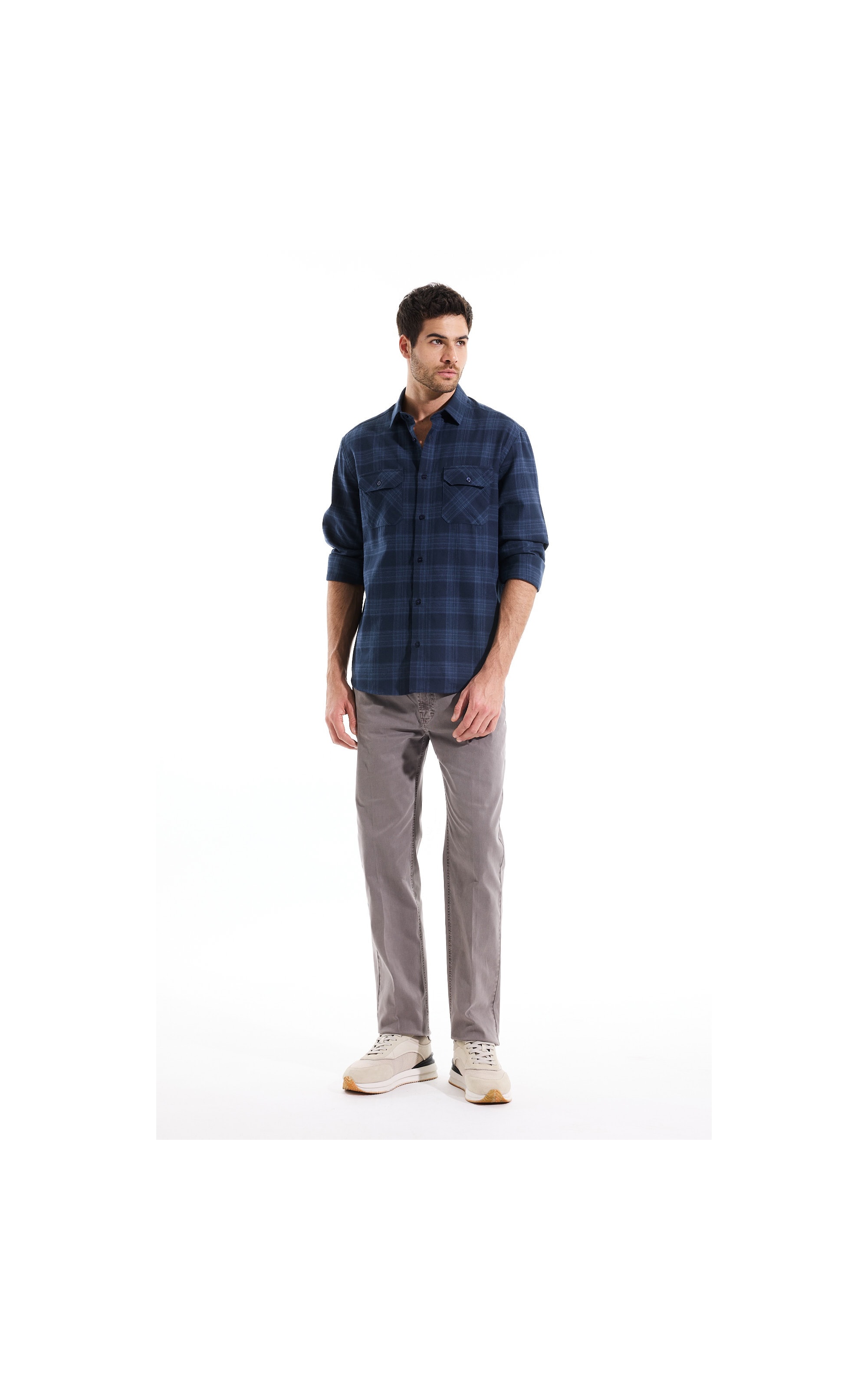 Camisa Flanela Wool Touch Waterford Pl Shangai Azul Jeans
