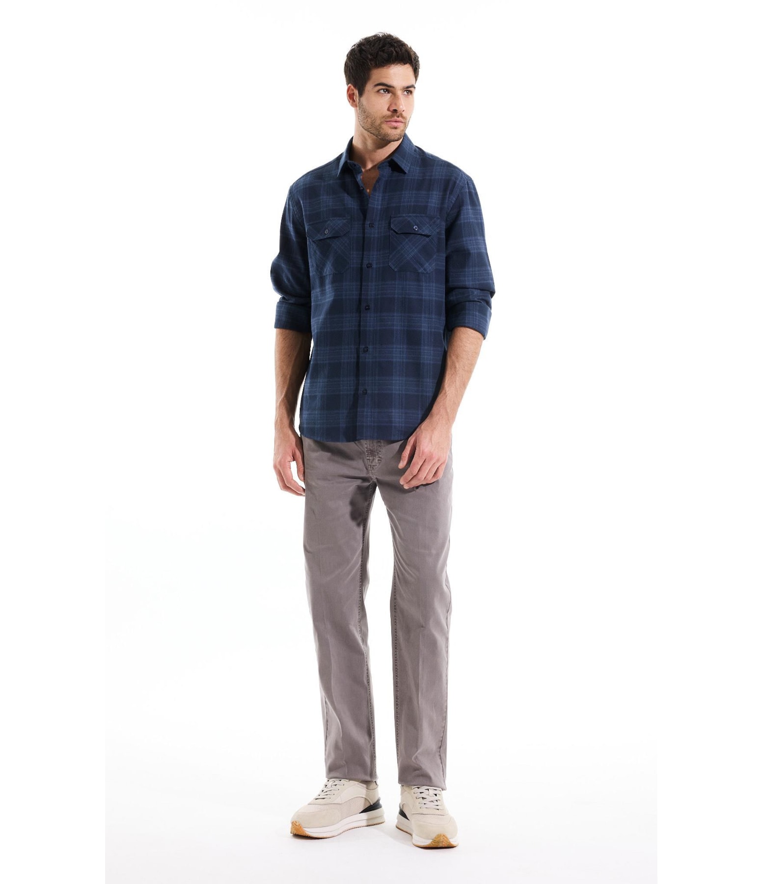 Camisa Flanela Wool Touch Waterford Pl Shangai Azul Jeans