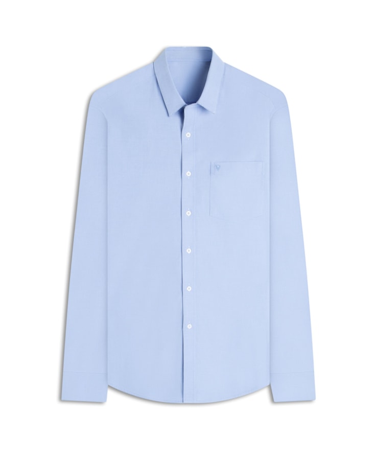 Camisa Galles Stretch Bolso Slim Shangai Azul Pervante