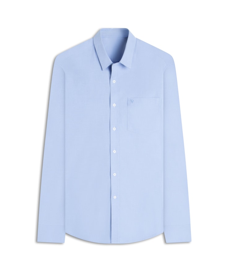 Camisa Galles Stretch Bolso Slim Shangai Azul Pervante