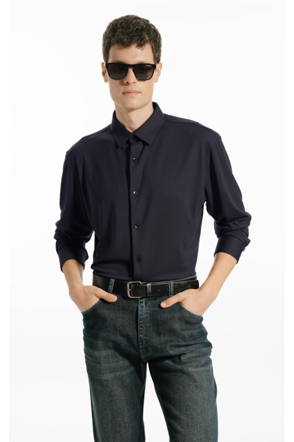 Camisa Jersey Twill Slim St Ml  Plumbo