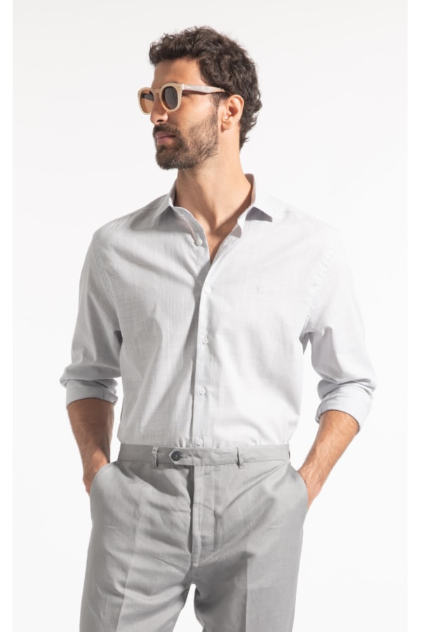 Camisa Like Classic New Italian Cinza Claro