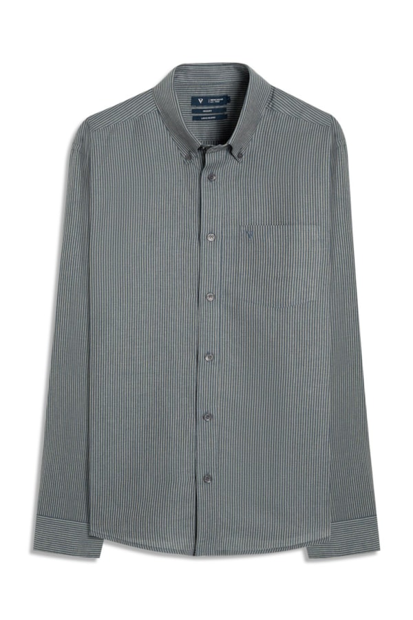Camisa Linen Blend Ft Classic Button Down Pkt m Dark Navy                               