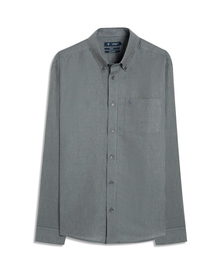 Camisa Linen Blend Ft Classic Button Down Pkt m Dark Navy                               