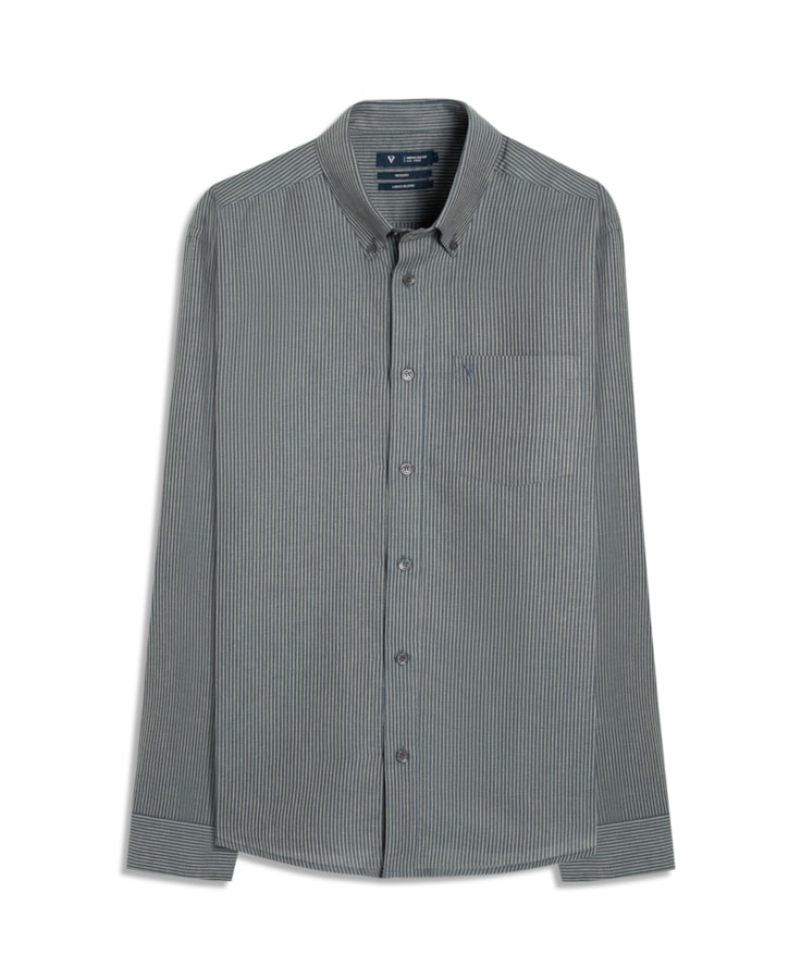 Camisa Linen Blend Ft Classic Button Down Pkt m Dark Navy                               
