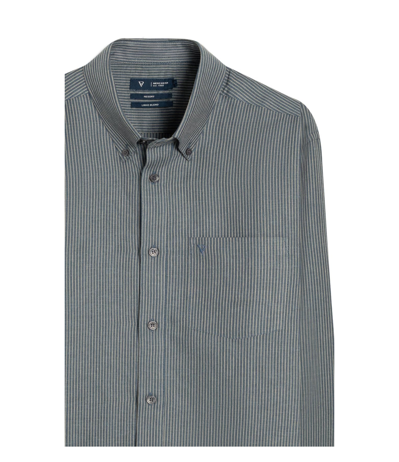 Camisa Linen Blend Ft Classic Button Down Pkt m Dark Navy                               