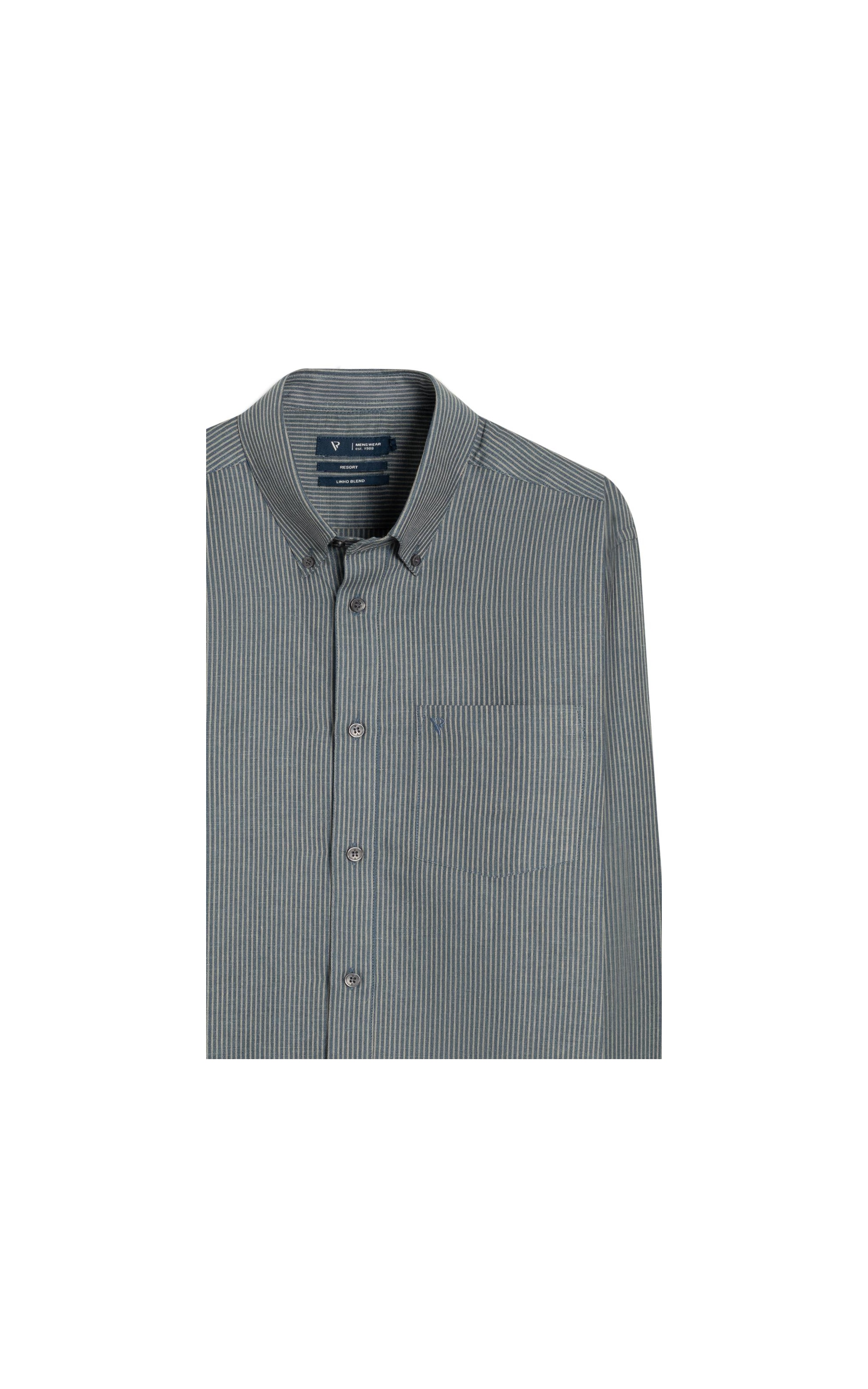 Camisa Linen Blend Ft Classic Button Down Pkt m Dark Navy                               