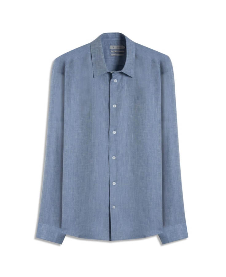 Camisa Linen Blend Ft Classic Shangai Ml Marinho