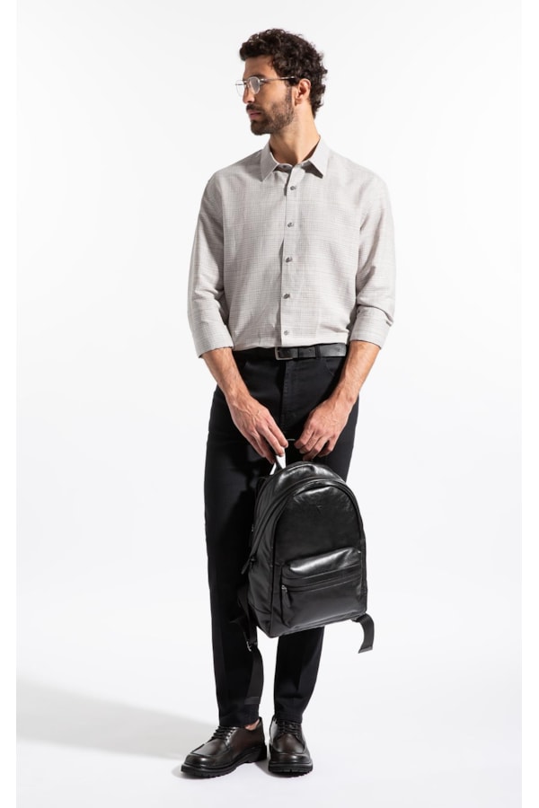 Camisa Linen Blend Ft Donnas Classic Irish Ml Cinza Claro