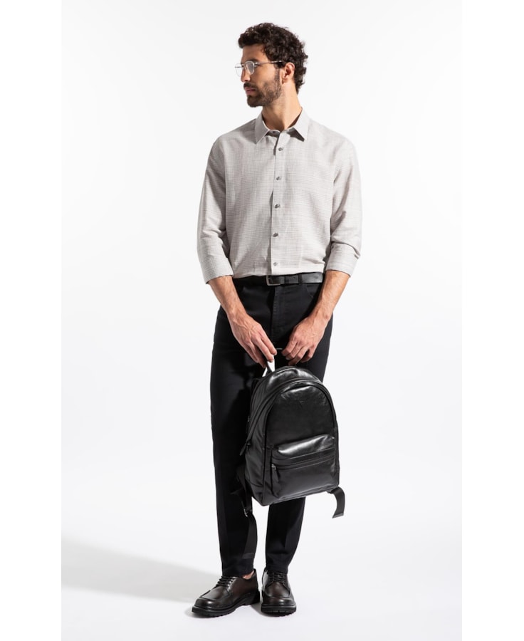 Camisa Linen Blend Ft Donnas Classic Irish Ml Cinza Claro